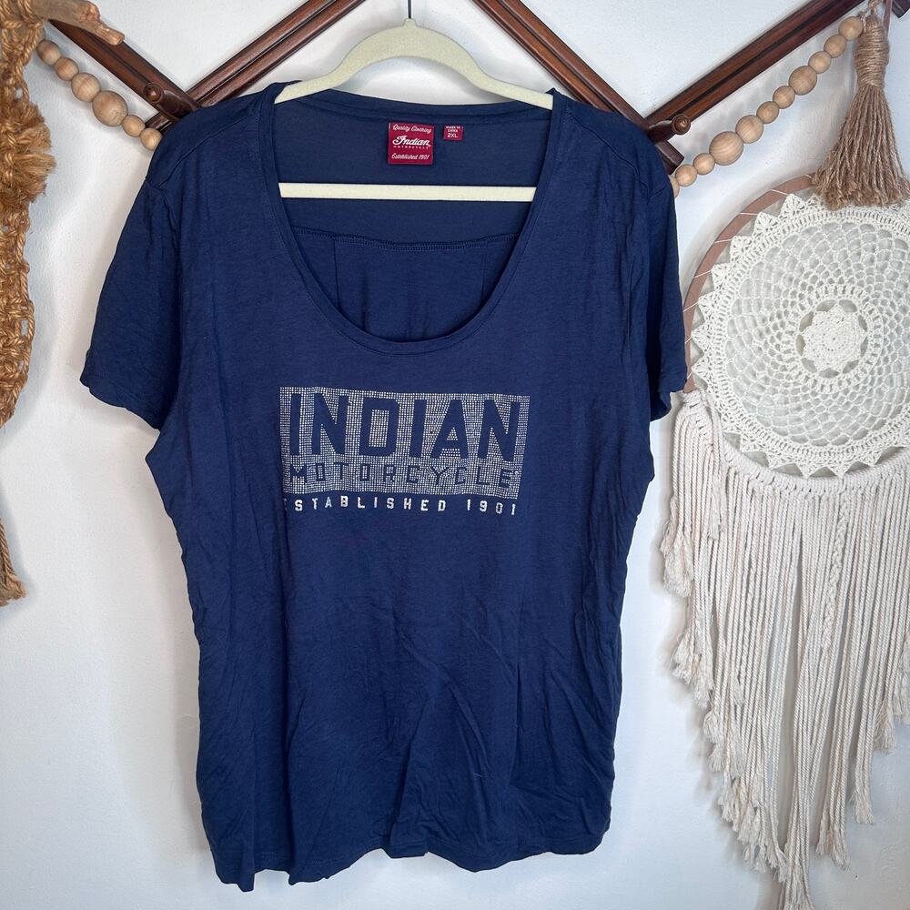 Indian Motorcycles Navy Blue Bling Graphic T